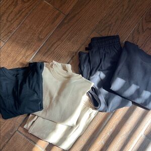 Boys Black and Beige Jogger Set